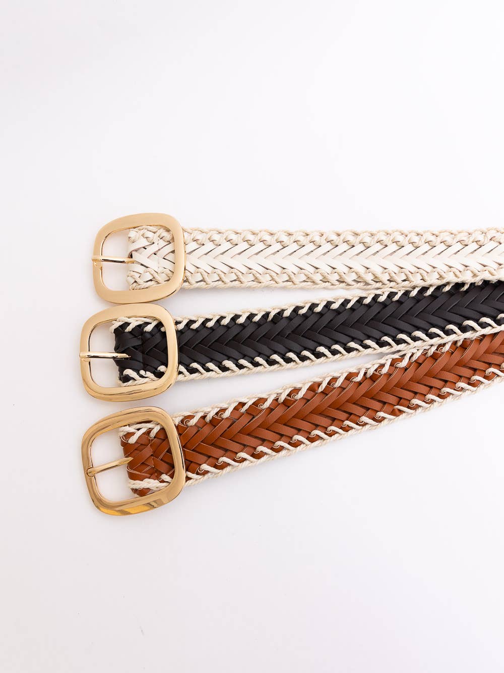 Crochet Trimmed Woven Belt by LETO in 3 Color Choices in One Size