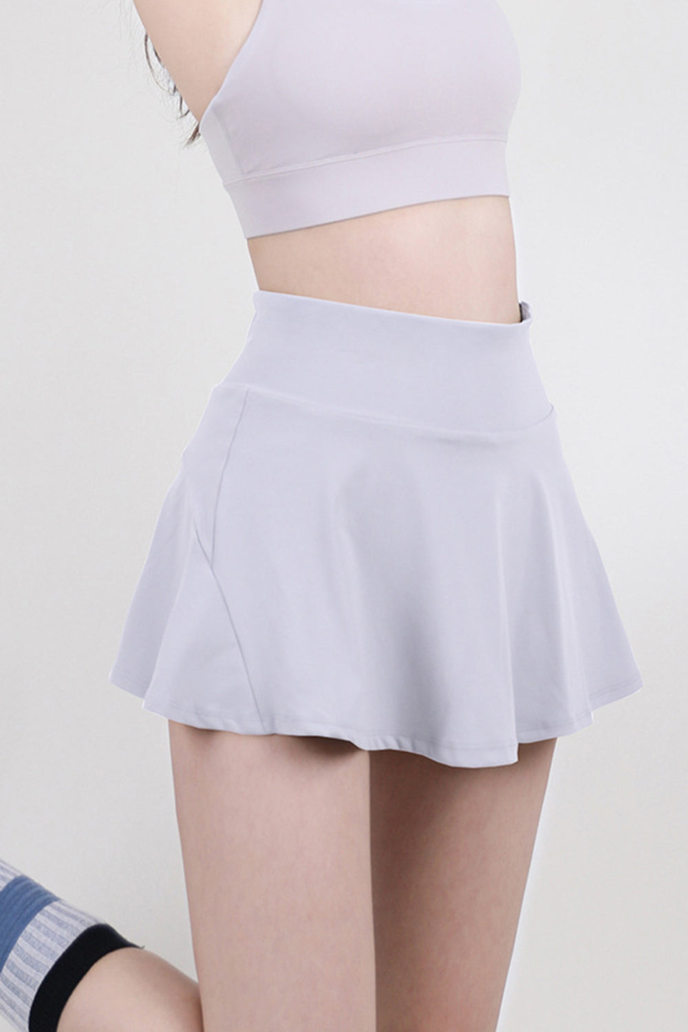 High Waist Pleated Active Skirt White