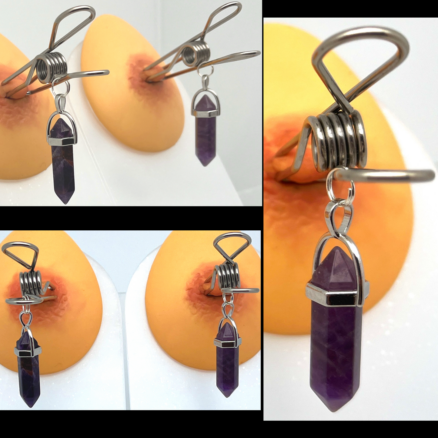 Amethyst Quartz Crystal Body Clamps