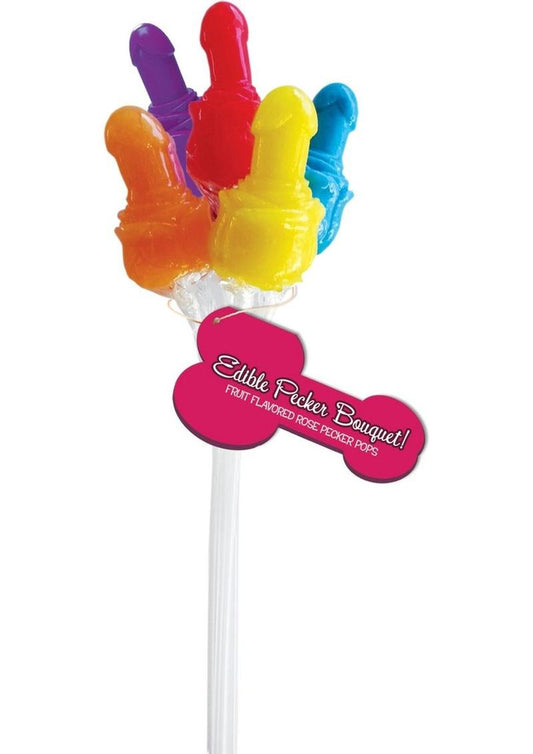 Edible Pecker Bouquet 6 Rose Pecker Pops in Assorted Flavors by Hott Products