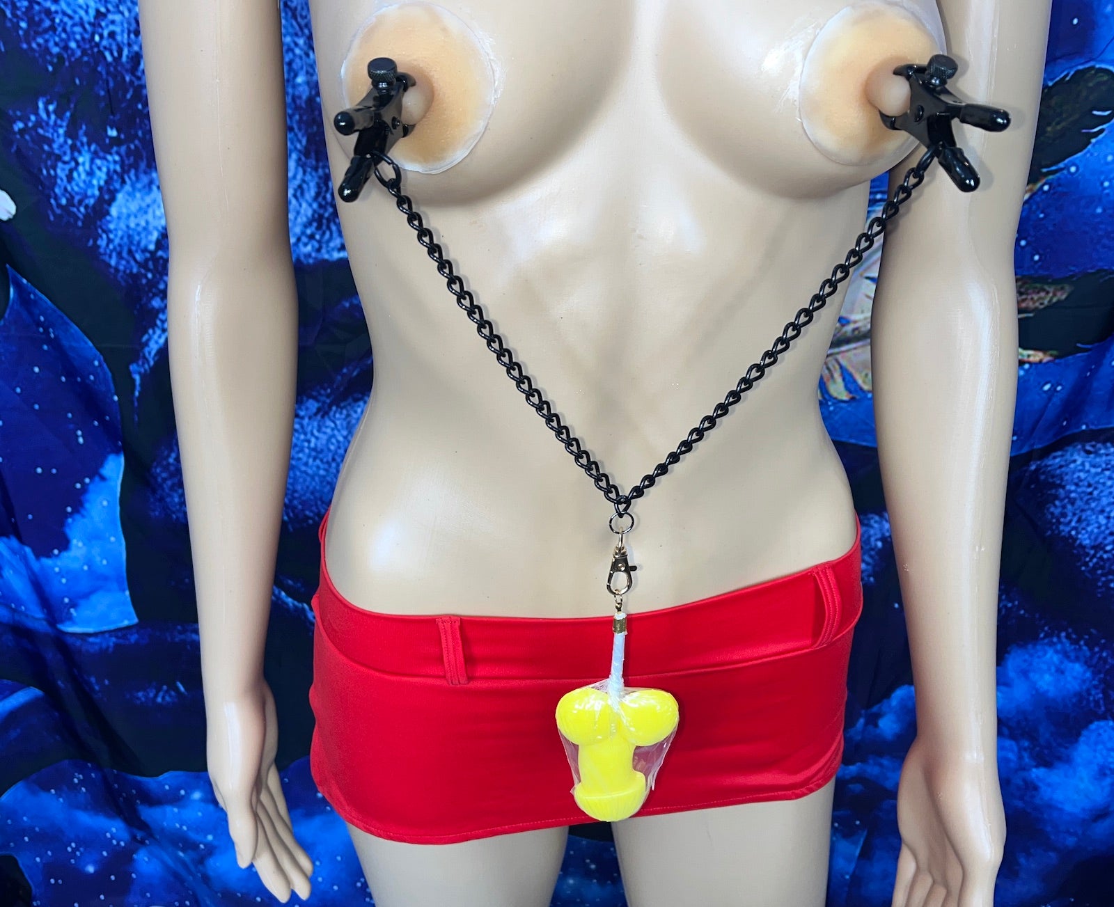 Bullnose Adjustable Nipple Clamps with a Pina Colada Cock Sucker