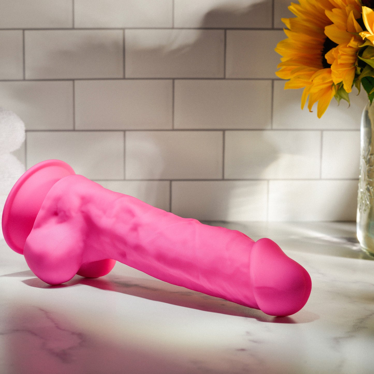 The Pink Dahlia Silicone Dildo 9.5 Inch by Evolved Novelties