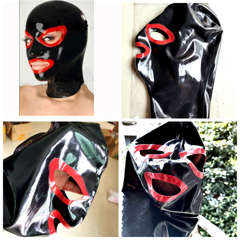 Sexy Latex Headgear Latex Mask Role Play One Size Msize Red Edge