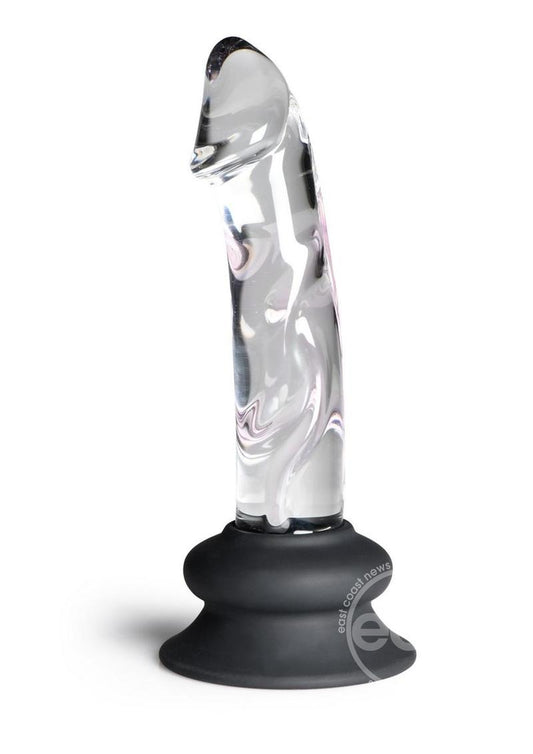 Pleasure Crystals Glass Dildo with Silicone Base 6.5in