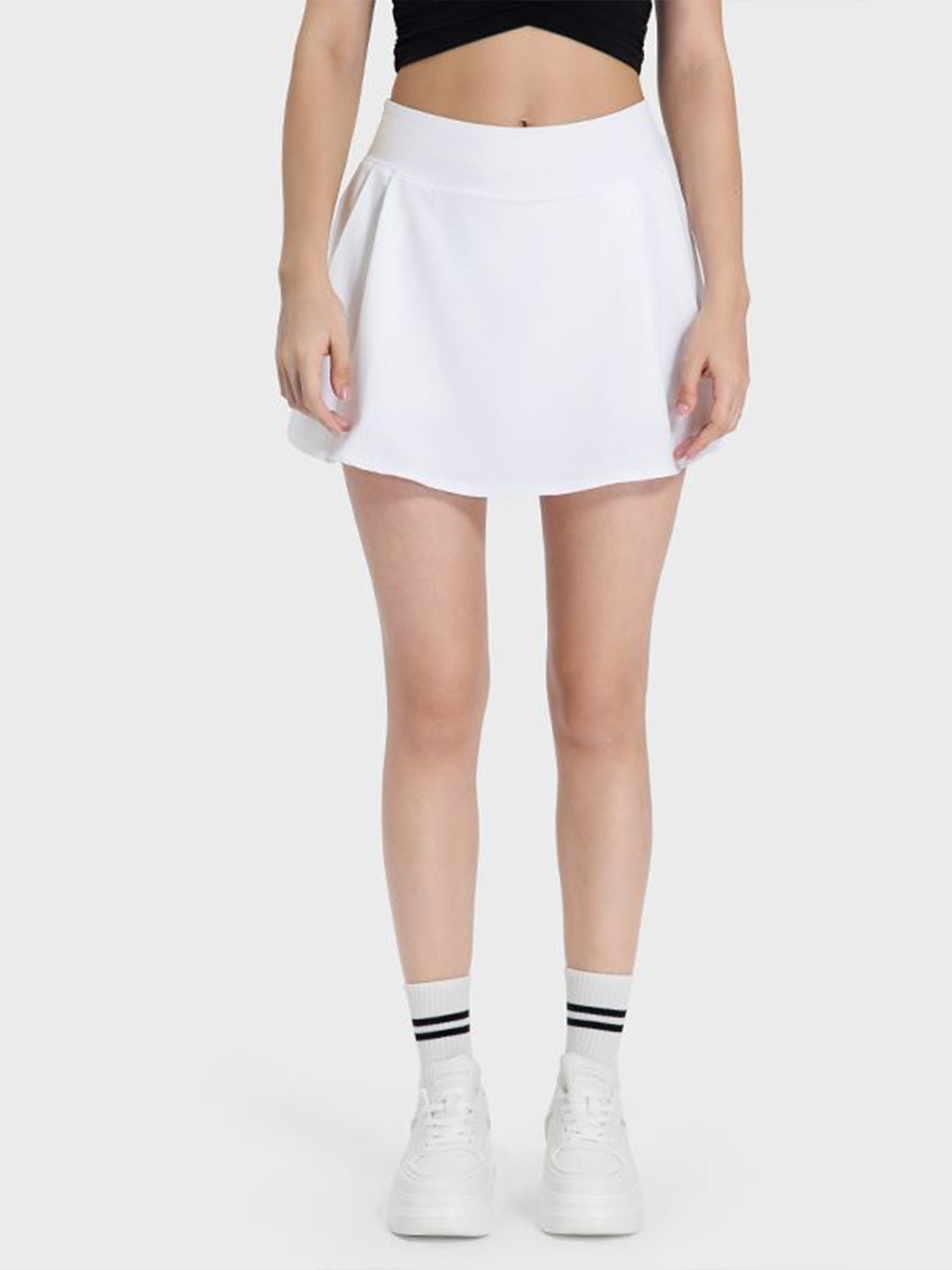 Millennia Pleated Detail Mid-Rise Waist Active Skirt White