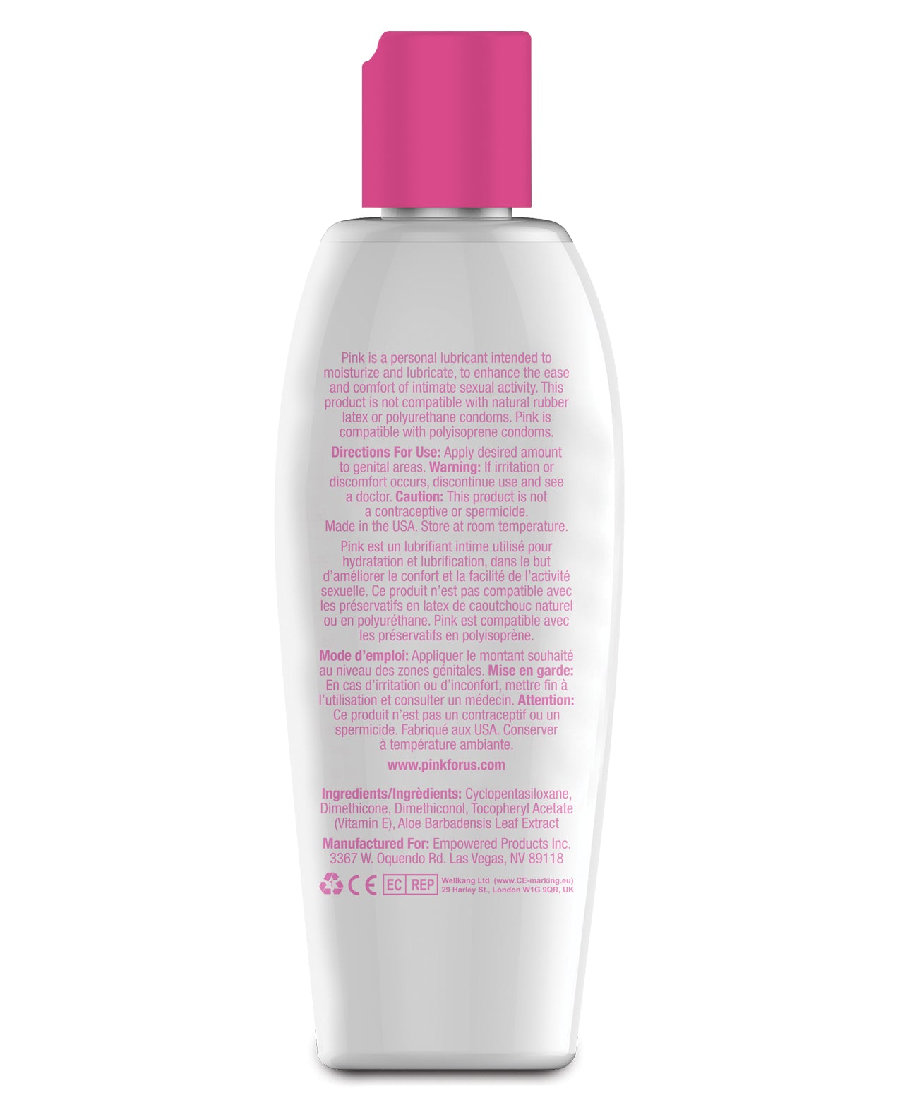 Pink Silicone Lube 4.7 oz Flip Top Bottle
