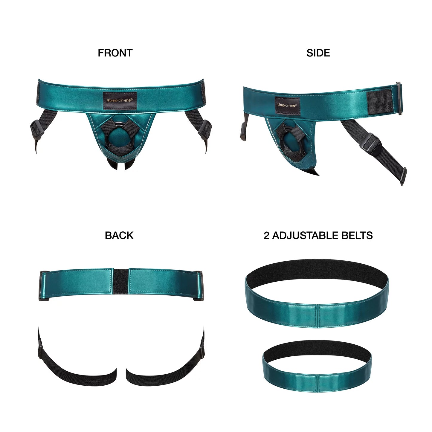 Strap On Me Leatherette Curious Harness - Metallic Green