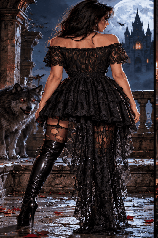 High Low Lace Vampire Dress