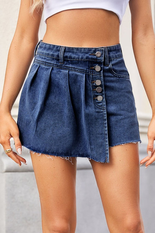 Raw Hem Denim skort Dusty Blue