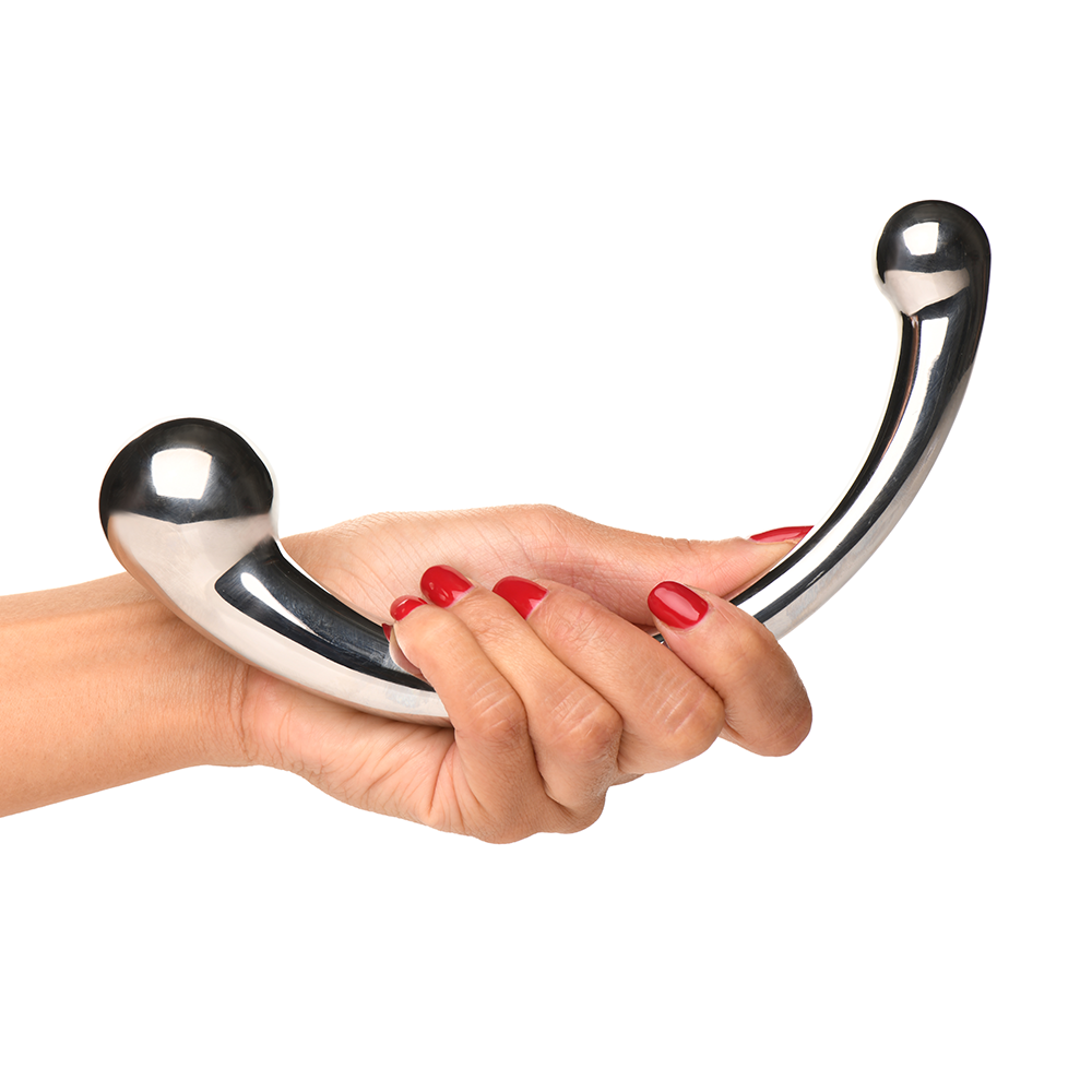 The Chrome Crescent Dual Ended Dildo