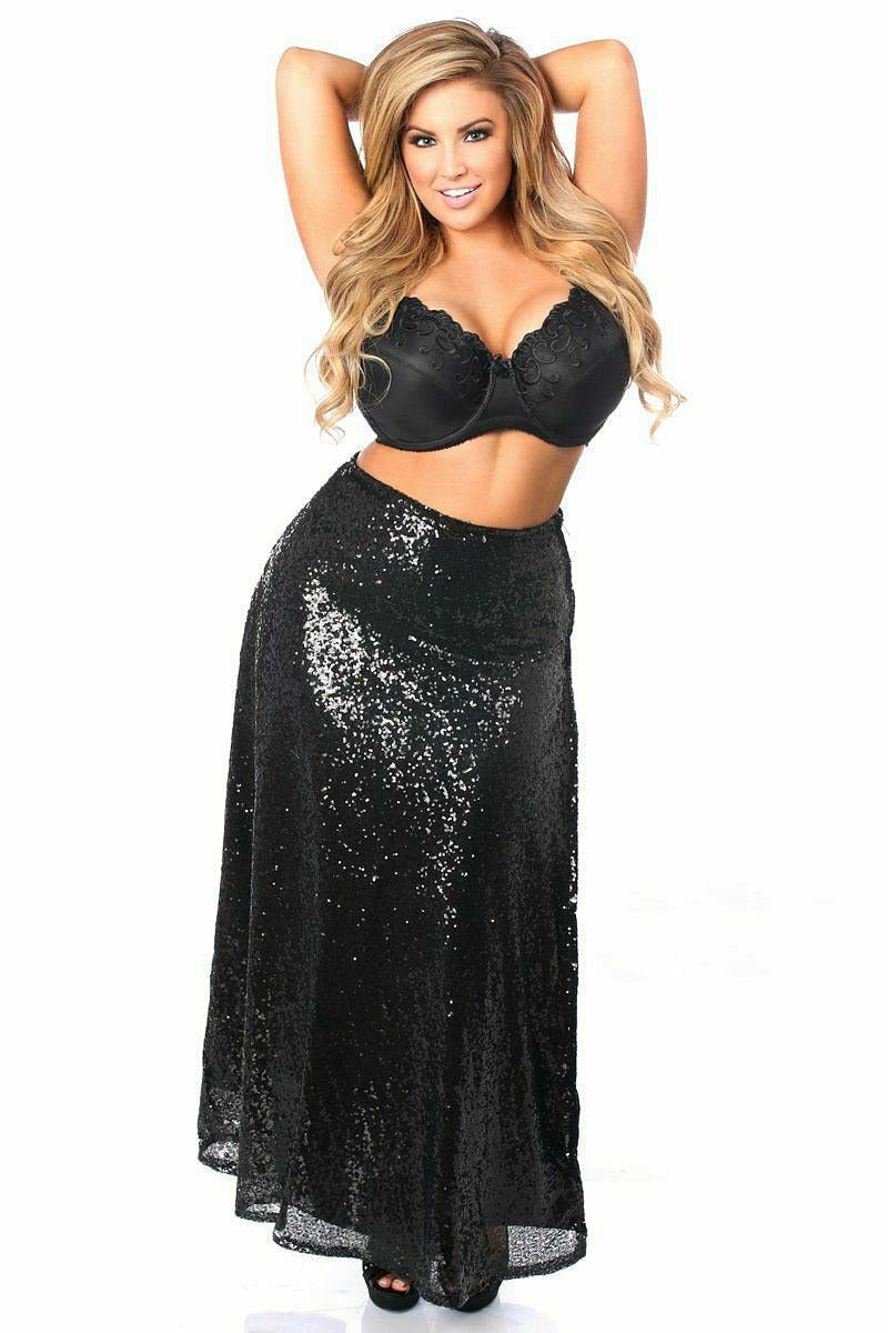 Top Drawer Long Sequin Skirt by Daisy Corsets in 3 Color Choices in Size S, M, L, XL, 2X, 3X, 4X, 5X, or 6X