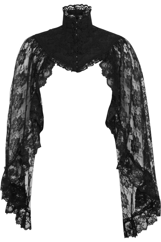 Black Lace Sleeved Bolero Jacket by Daisy Corsets in One Size