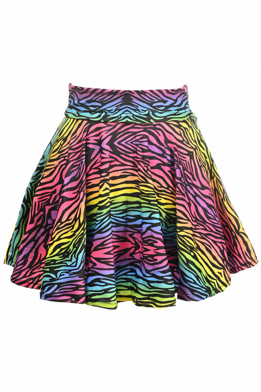 Rainbow Animal Print Stretch Lycra Skirt in Size XS, S, M, L, XL, 2X, 3X, 4X, 5X, or 6X