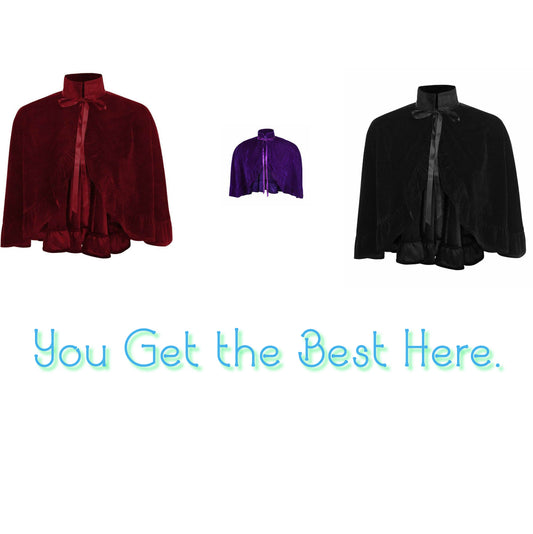 Velvet Ruffle Cape by Daisy Corsets in 3 Color Choices in One Size