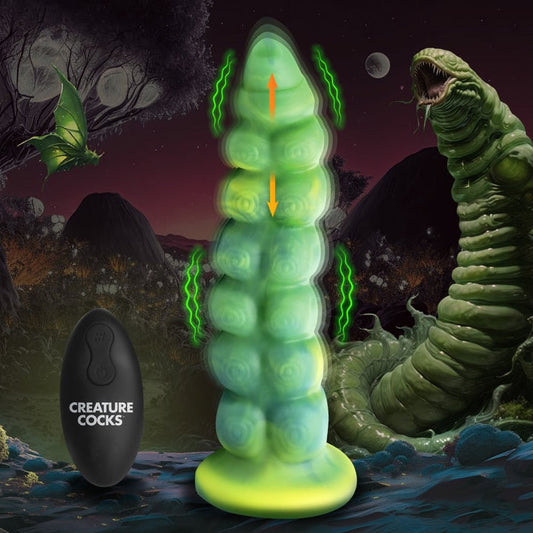 Squirmer Thrusting and Vibrating Silicone Dildo with Remote Control