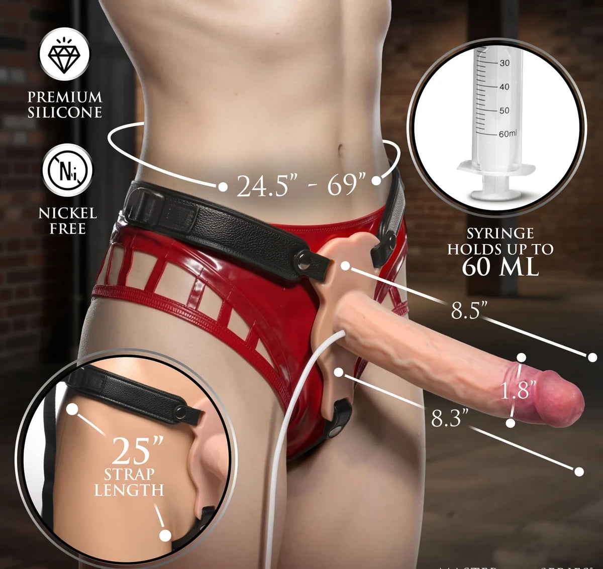 Breeder Stretchy Skin Squirting Silicone Dildo with Harness