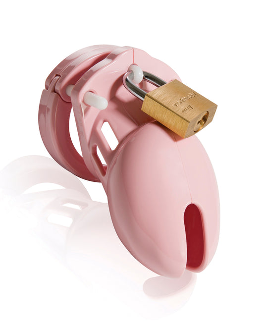 CB-6000S 2 1/2" Pink Cock Cage and Lock Set