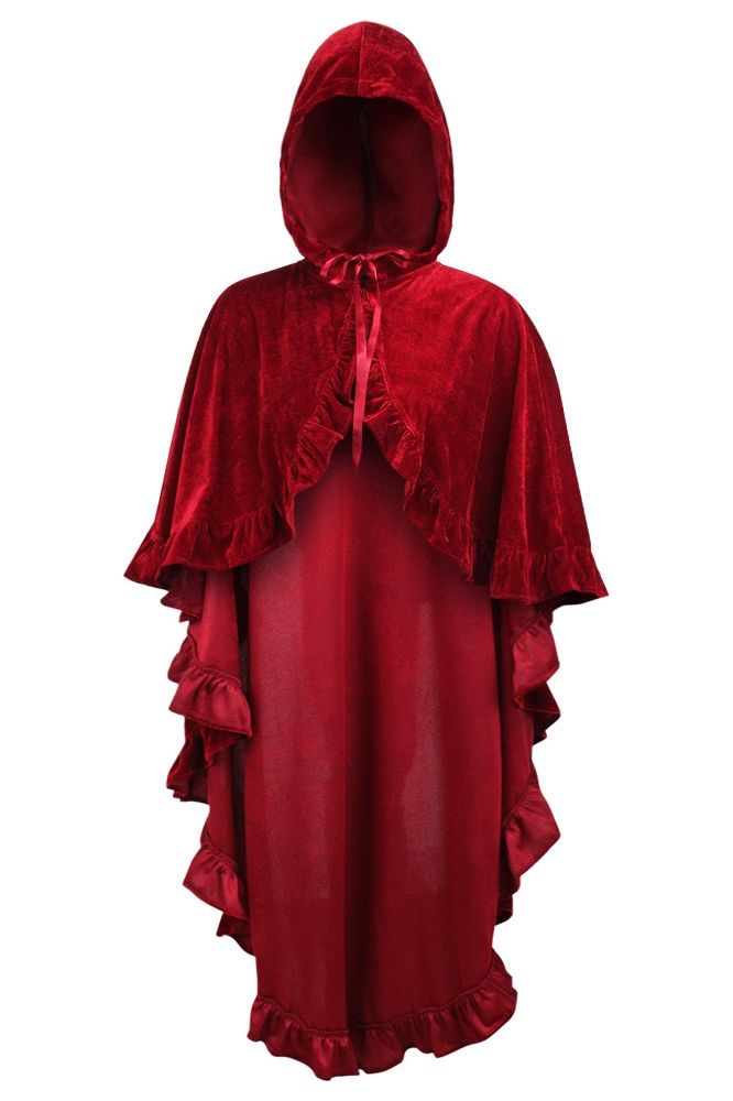 Velvet Hooded Ruffle Cape by Daisy Corsets in 3 Color Choices in One Size