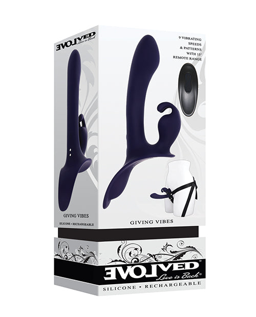 Giving Vibes Strap-On Bunny Eared Stimulator with Remote Control