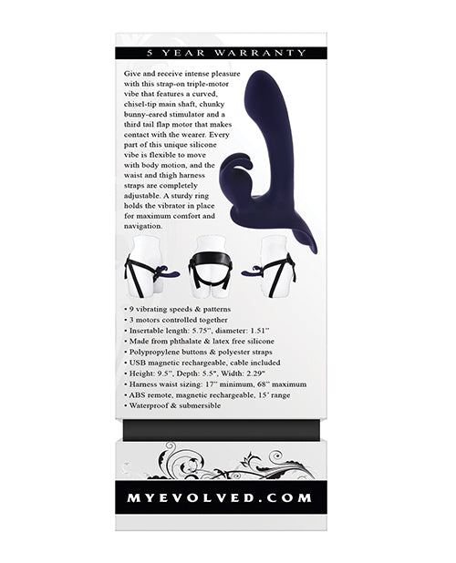 Giving Vibes Strap-On Bunny Eared Stimulator with Remote Control