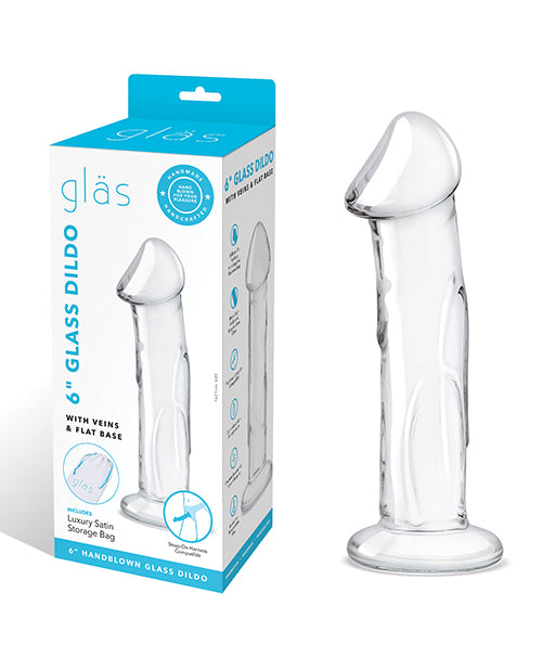 Glas 6" Dildo with Veins and Flat Base
