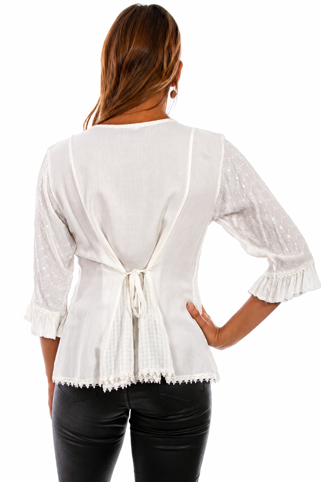 Tonal Embroidered 3/4 Sleeve Blouse