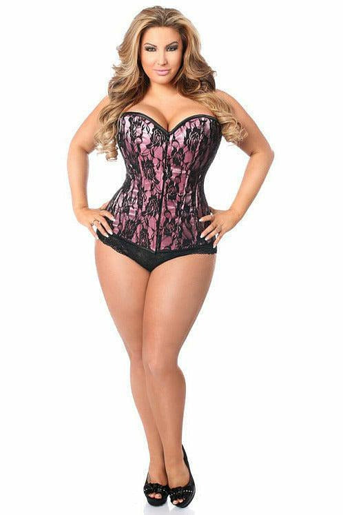 Lavish Pink Lace Corset with Front Zipper by Daisy Corsets in Size S, M, L, XL, 2X, 3X, 4X, 5X, or 6X