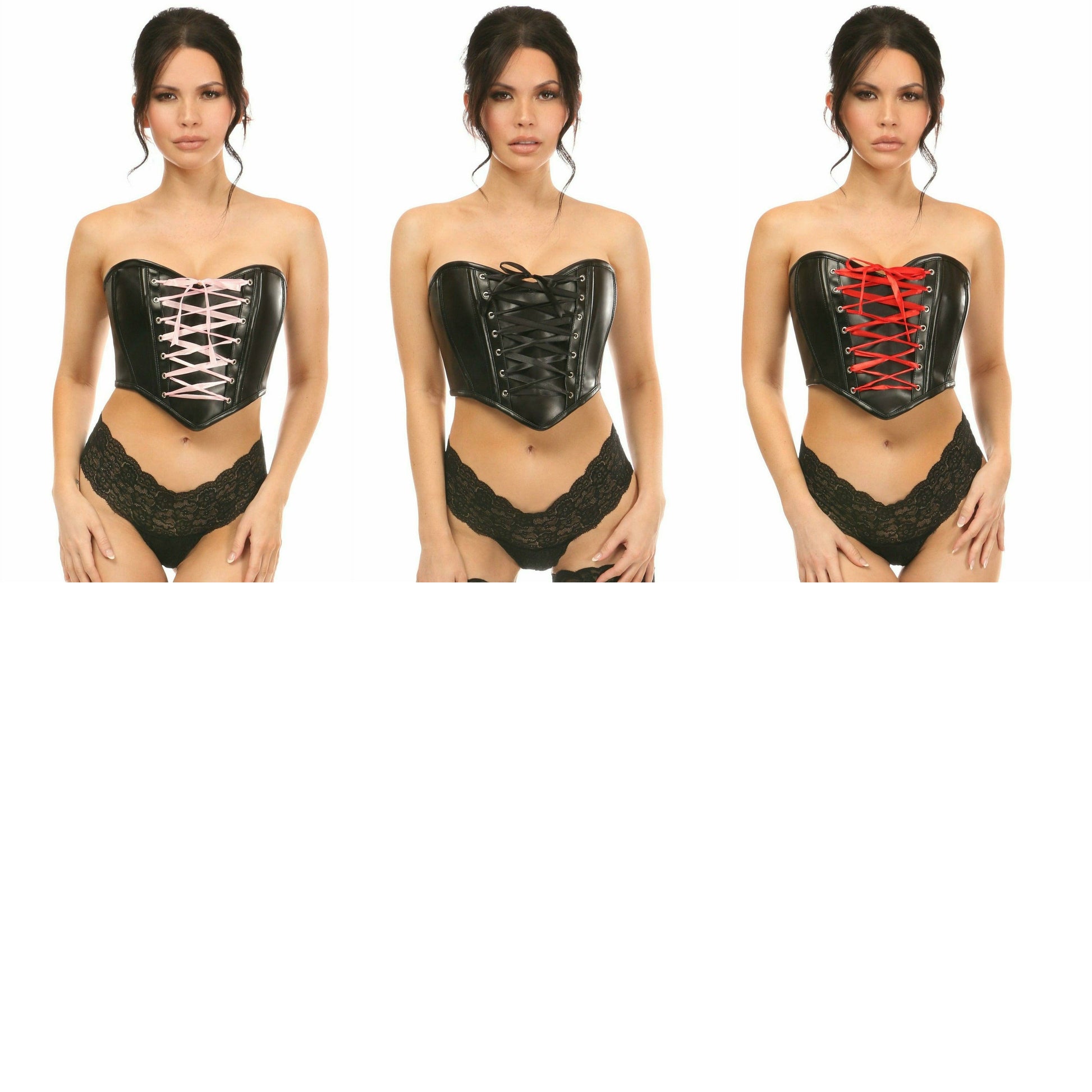 Faux Leather Lace Up Bustier by Daisy Corsets in 3 Color Choices in Size S, M, L, XL, 2X, 3X, 4X, 5X, or 6X