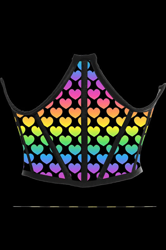 Lavish Rainbow Hearts Satin Underwire Waist Cincher in Size S, M, L, XL, 2X, 3X, 4X, 5X, or 6X