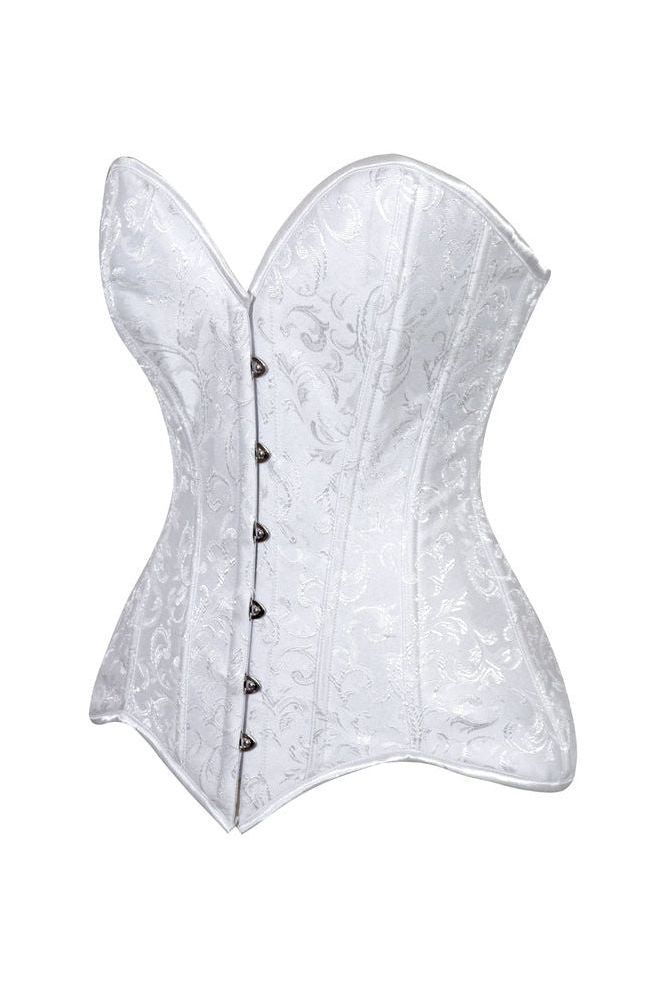 Lavish 2 PC White Brocade Corset & Denim Skirt Set