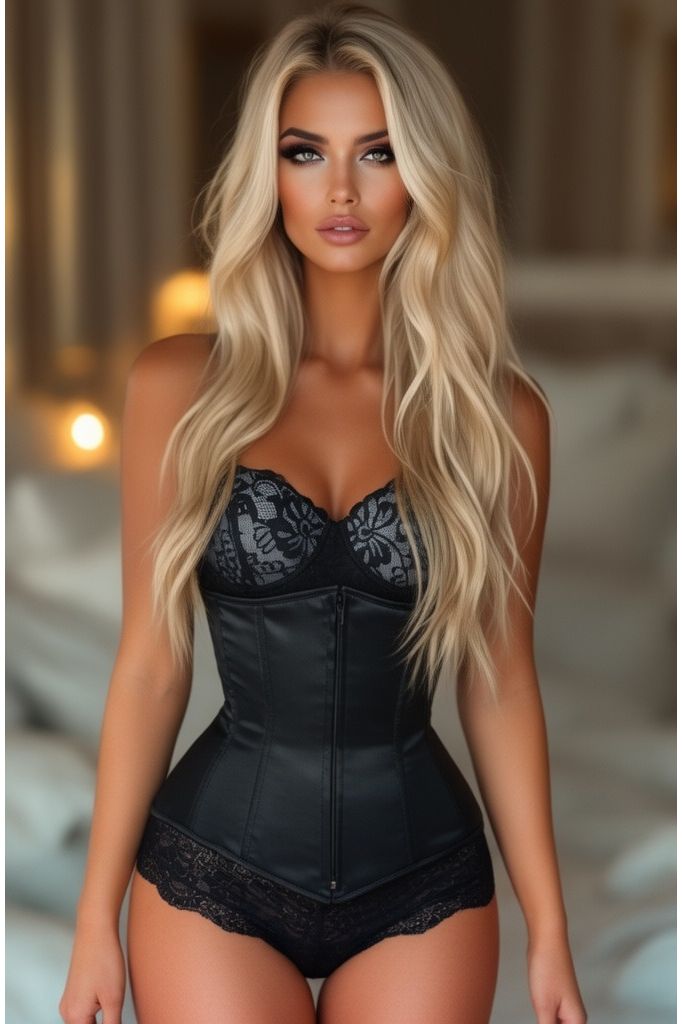 Lavish Black Underbust Zipper Corset