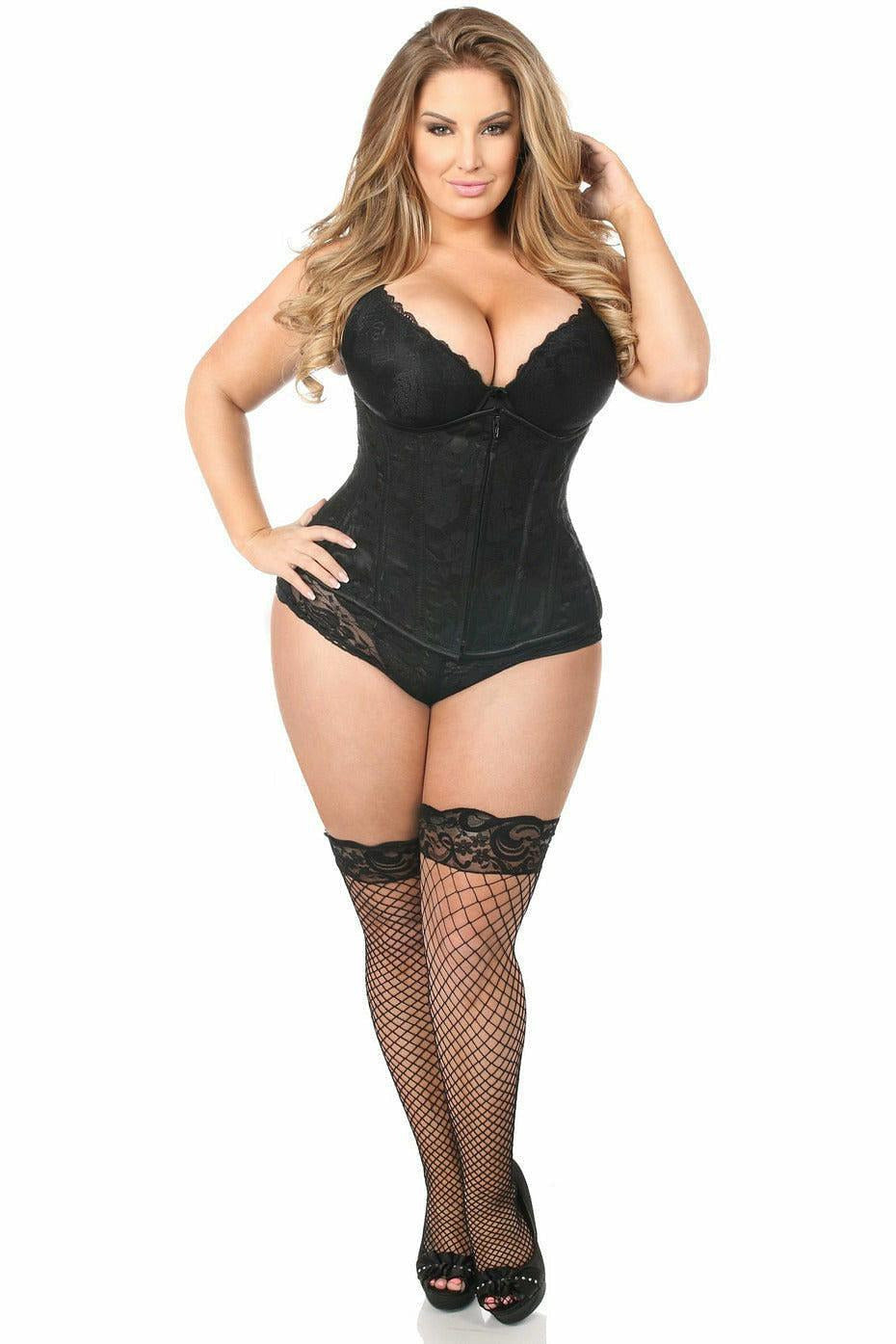 Lavish Black Underbust Corset with Black Lace Overlay by Daisy Corsets in Size S, M, L, XL, 2X, 3X, 4X, 5X, or 6X