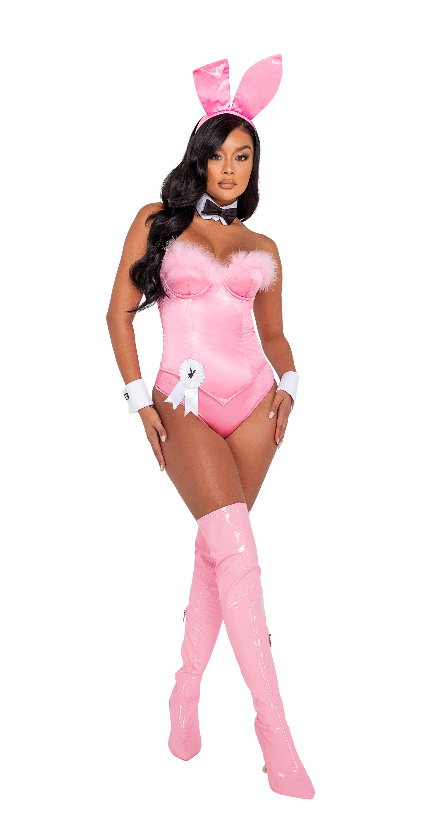 9 Piece Playboy Boudoir Bunny Costume by ROMA in Black or Pink in Size XS, S, M, L, or XL