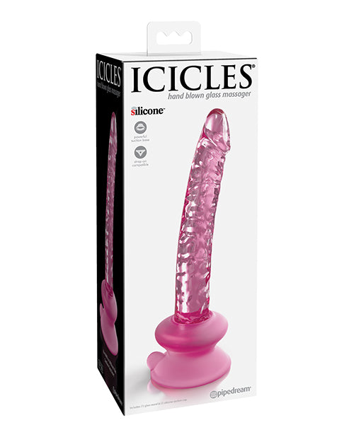 Hand Blown Glass 7 inch Long Massager with Suction Cup