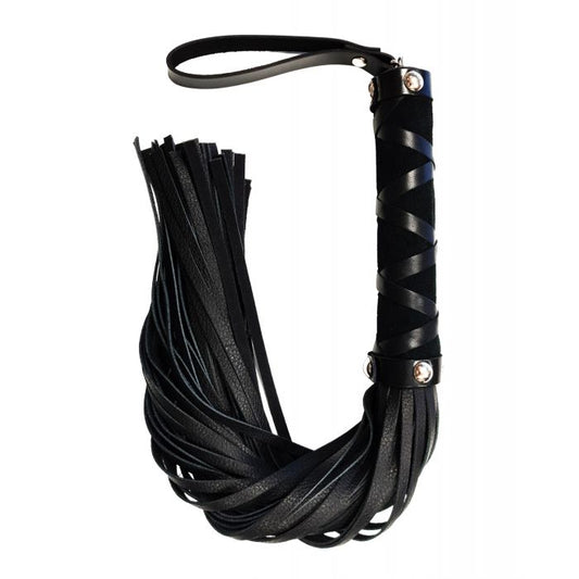 Rouge Short Black Leather Flogger with Studs