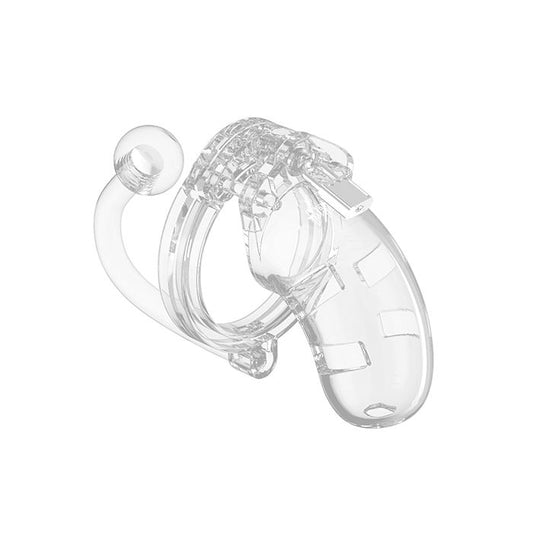 Shots Man Cage Chastity 3.5" Cock Cage with Plug Model 10 - Clear