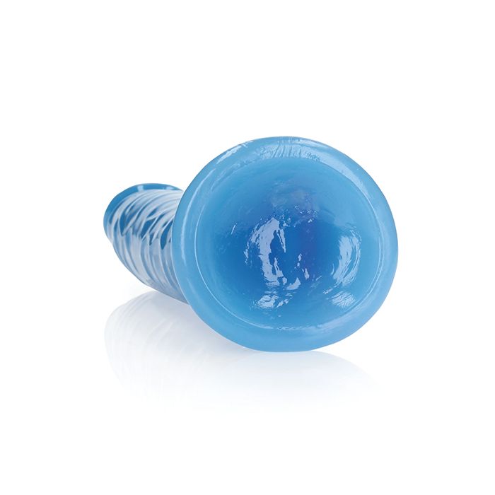 Shots RealRock 9" Slim Dildo Glow in the Dark - Neon Blue