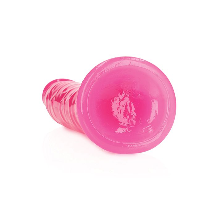 Shots RealRock 9" Slim Dildo Glow in the Dark - Neon Pink