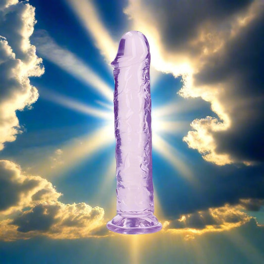 Shots RealRock Crystal Clear 9" Straight Dildo with Suction Cup - Purple