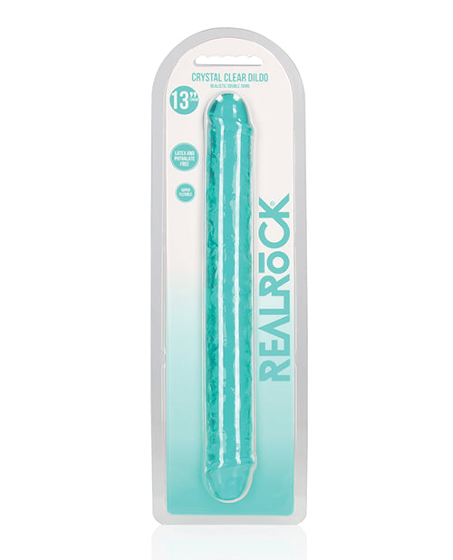 Shots RealRock Crystal Clear Turquoise 13" Double Dildo