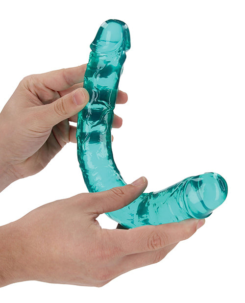 Shots RealRock Crystal Clear Turquoise 13" Double Dildo