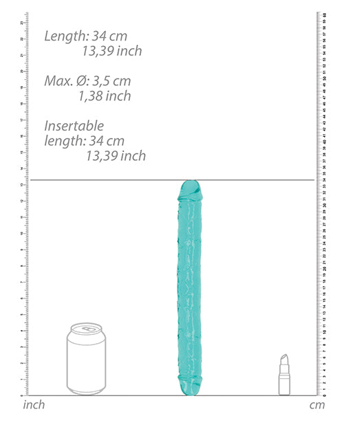 Shots RealRock Crystal Clear Turquoise 13" Double Dildo