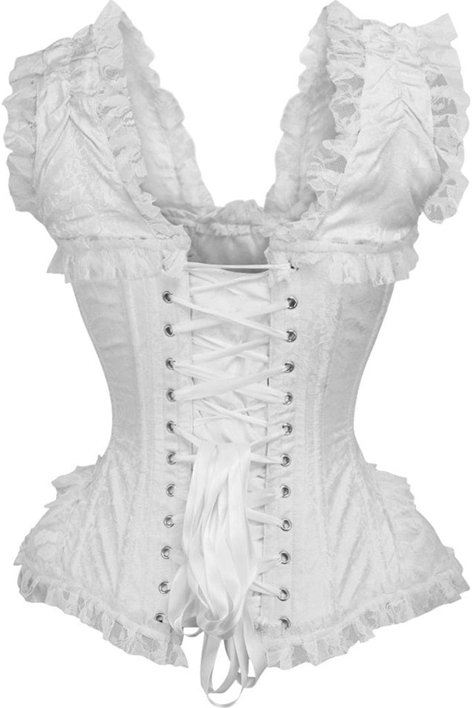 Top Drawer Brocade and Lace Steel Boned Corset By Daisy Corsets in 4 Color Choices in Size S, M, L, XL, 2X, 3X, 4X, 5X, or 6X