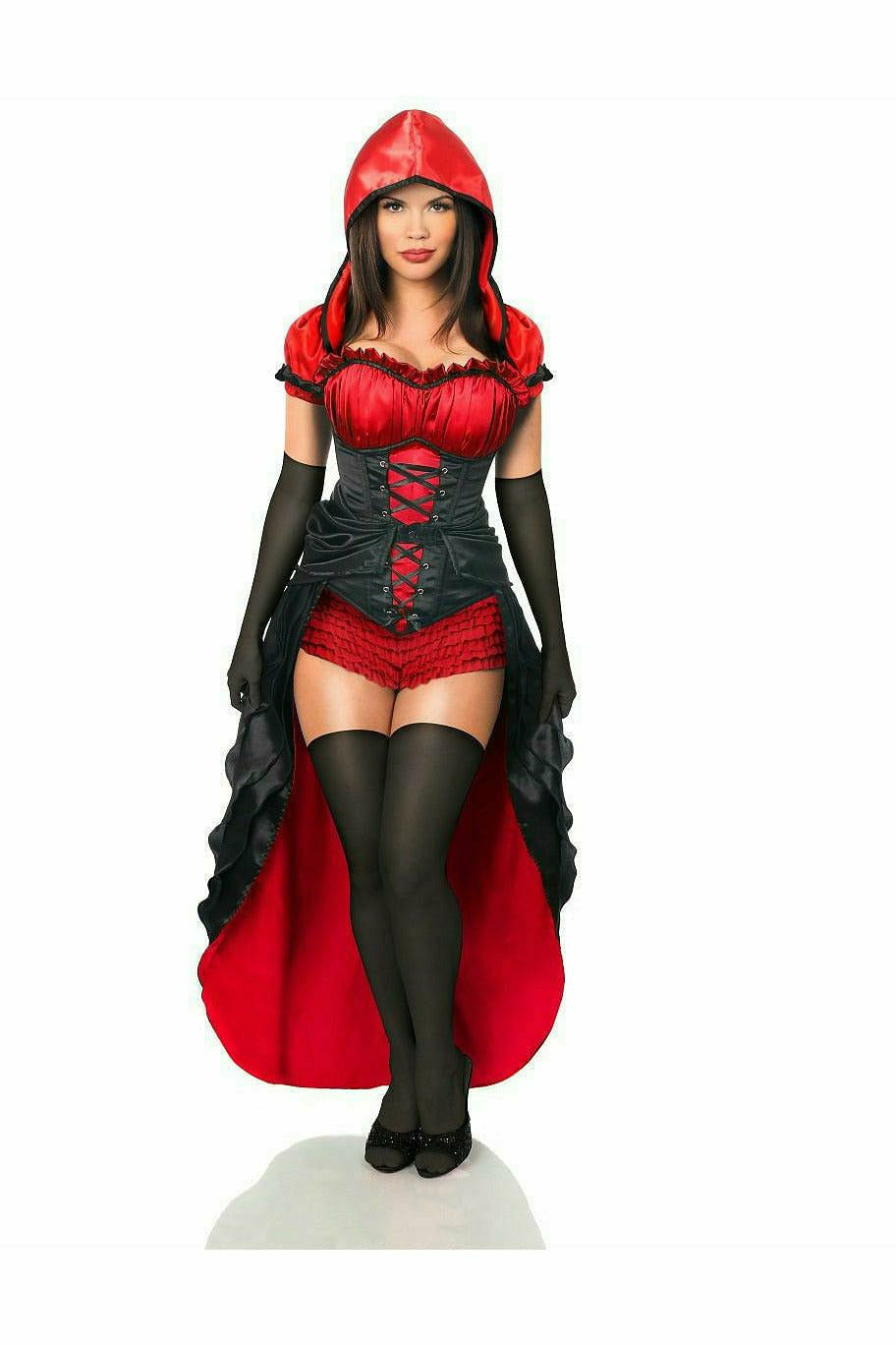 Top Drawer 5 Piece Red Hot Riding Hood Corset Costume in Size S, M, L, XL, 2X, 3X, 4X, 5X, or 6X