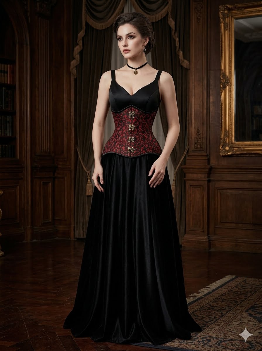 Brocade Double Steel Boned Under Bust Corset