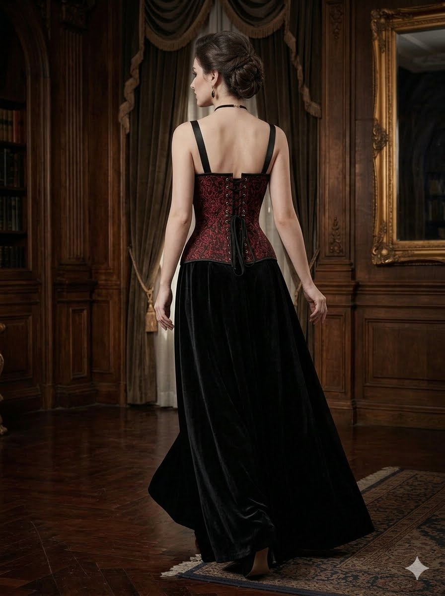 Brocade Double Steel Boned Under Bust Corset