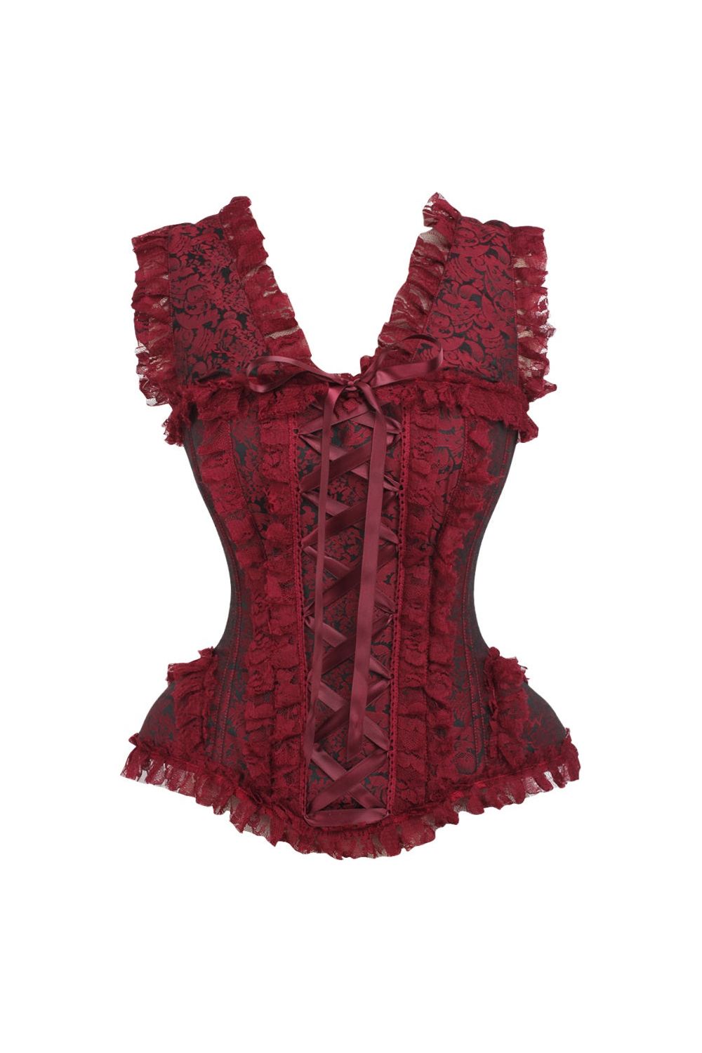 Top Drawer Brocade and Lace Steel Boned Corset By Daisy Corsets in 4 Color Choices in Size S, M, L, XL, 2X, 3X, 4X, 5X, or 6X