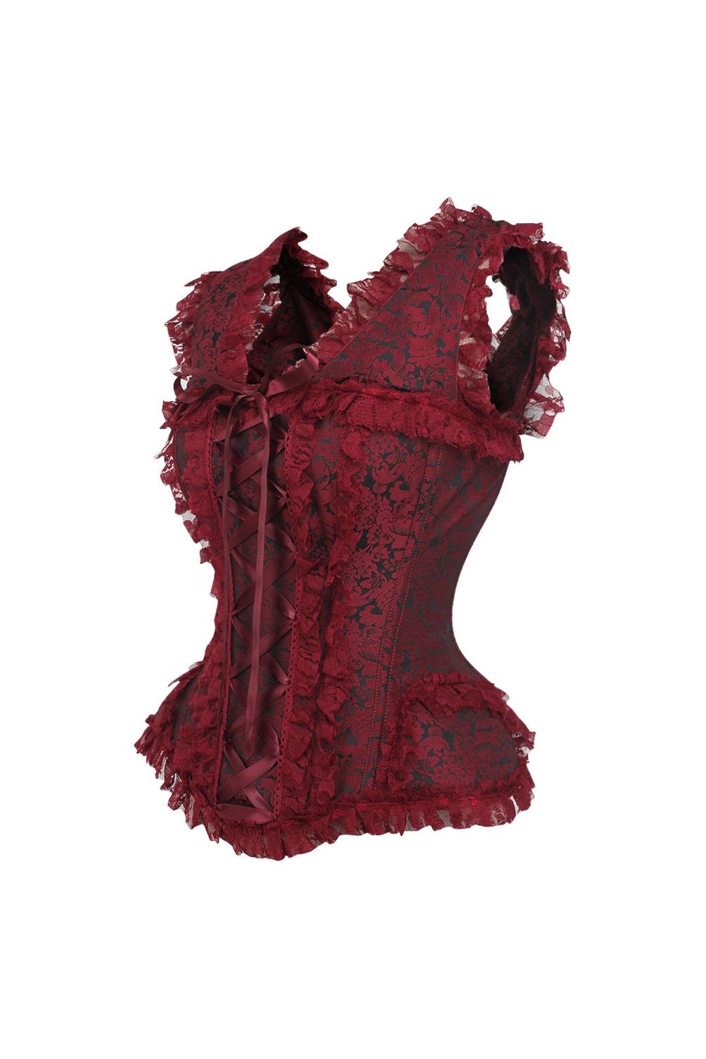 Top Drawer Brocade and Lace Steel Boned Corset By Daisy Corsets in 4 Color Choices in Size S, M, L, XL, 2X, 3X, 4X, 5X, or 6X