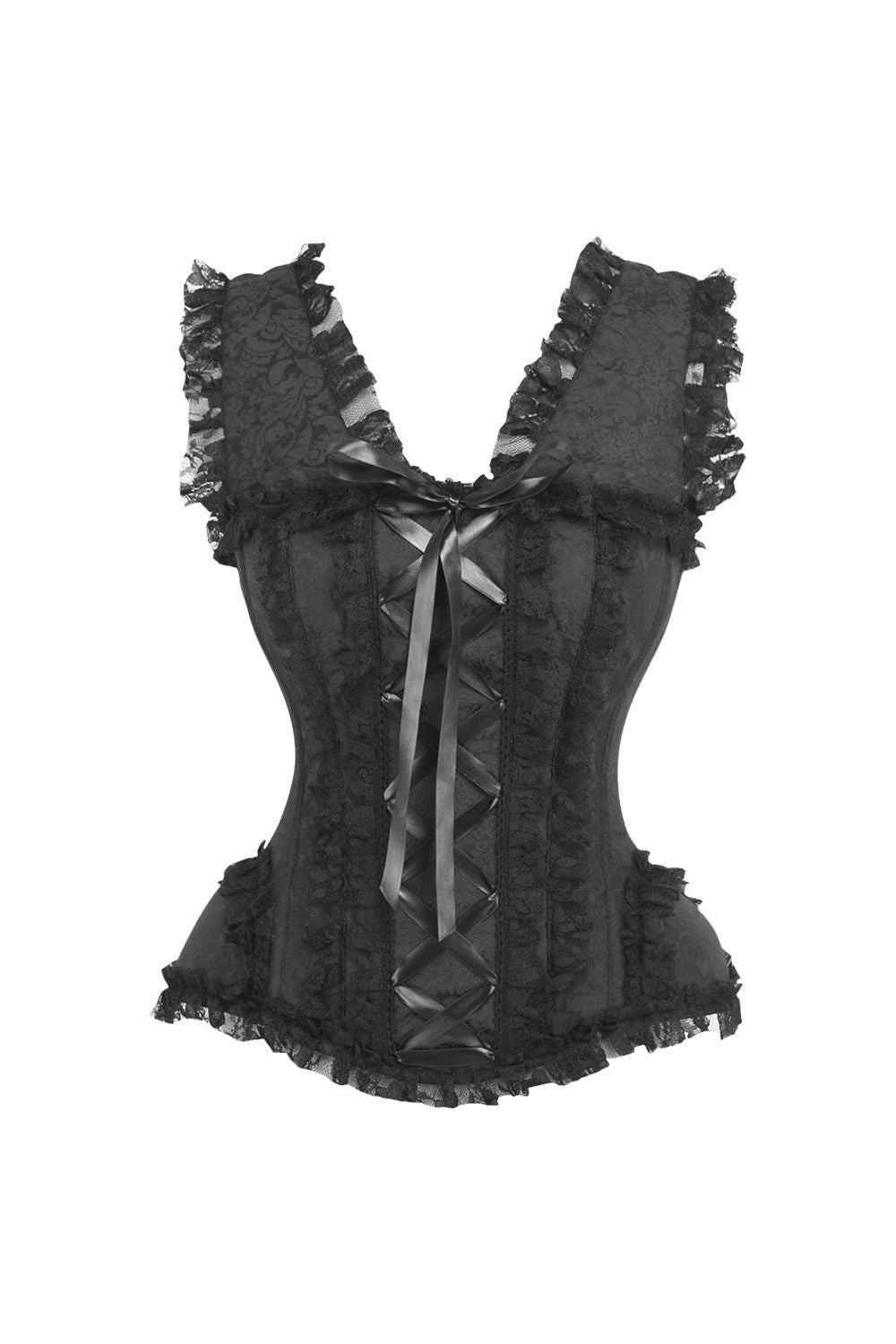 Top Drawer Brocade and Lace Steel Boned Corset By Daisy Corsets in 4 Color Choices in Size S, M, L, XL, 2X, 3X, 4X, 5X, or 6X