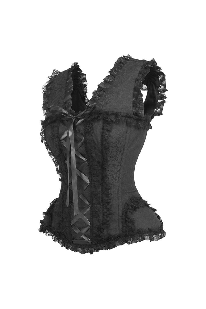 Top Drawer Brocade and Lace Steel Boned Corset By Daisy Corsets in 4 Color Choices in Size S, M, L, XL, 2X, 3X, 4X, 5X, or 6X